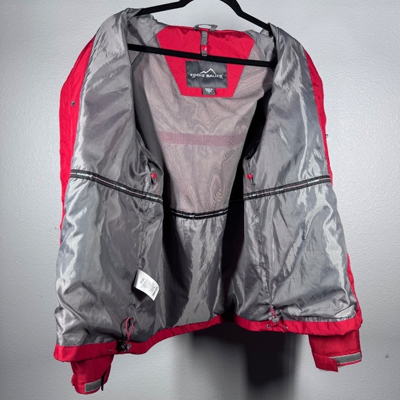Eddie Bauer WeatherEdge Wind/Rain Zippered Red Jacket w/Snap Close Storm Flap - Picture 6 of 16